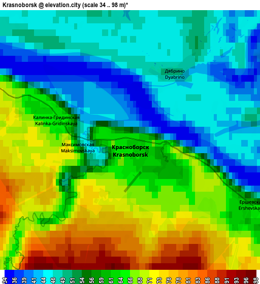 Zoom OUT 2x Krasnoborsk, Russia elevation map