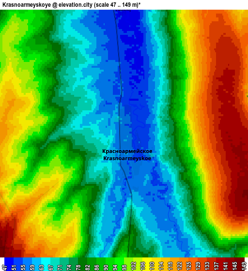 Zoom OUT 2x Krasnoarmeyskoye, Russia elevation map