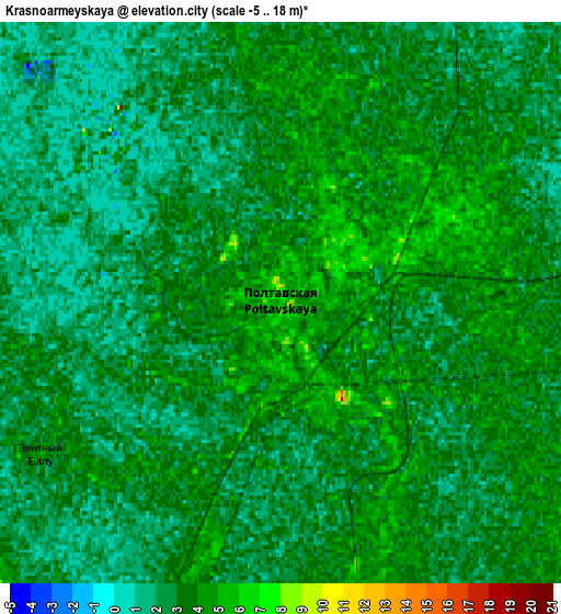 Zoom OUT 2x Krasnoarmeyskaya, Russia elevation map