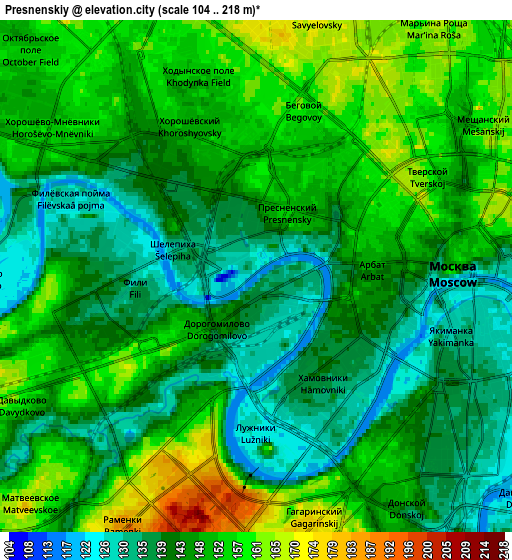 Zoom OUT 2x Presnenskiy, Russia elevation map