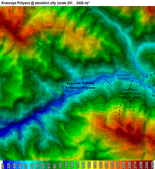 Zoom OUT 2x Krasnaya Polyana, Russia elevation map