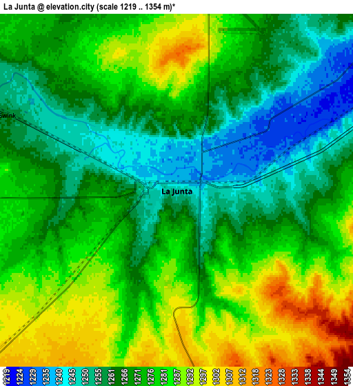 Zoom OUT 2x La Junta, United States elevation map