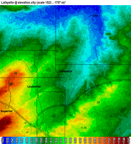 Zoom OUT 2x Lafayette, United States elevation map