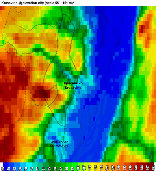 Zoom OUT 2x Krasavino, Russia elevation map