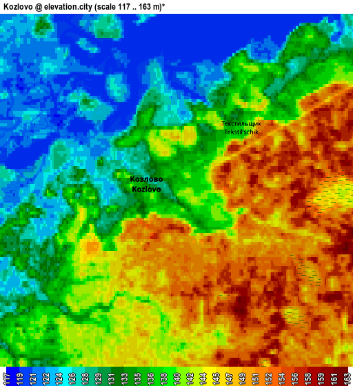 Zoom OUT 2x Kozlovo, Russia elevation map