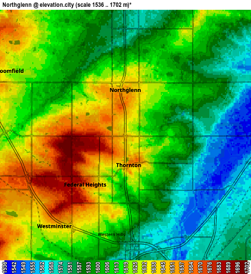 Zoom OUT 2x Northglenn, United States elevation map