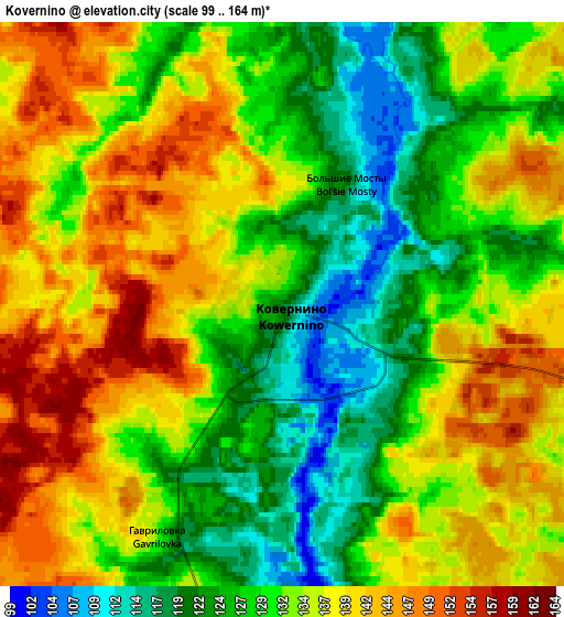 Zoom OUT 2x Kovernino, Russia elevation map