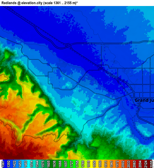 Zoom OUT 2x Redlands, United States elevation map