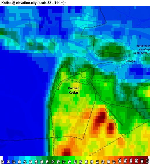 Zoom OUT 2x Kotlas, Russia elevation map