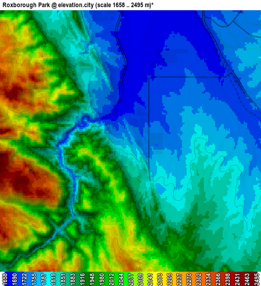 Zoom OUT 2x Roxborough Park, United States elevation map