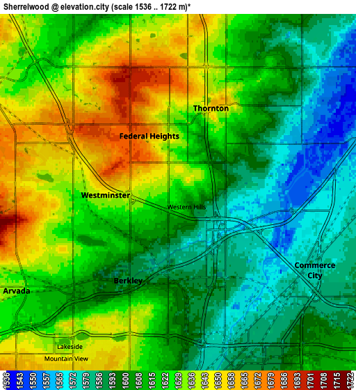 Zoom OUT 2x Sherrelwood, United States elevation map