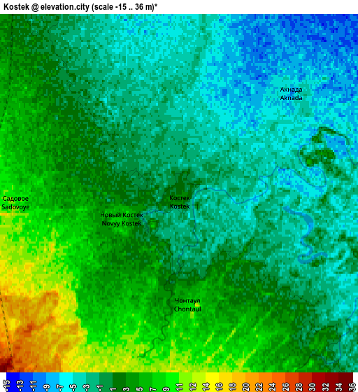 Zoom OUT 2x Kostek, Russia elevation map