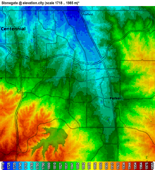 Zoom OUT 2x Stonegate, United States elevation map