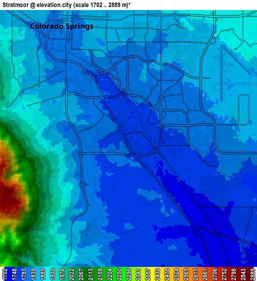 Zoom OUT 2x Stratmoor, United States elevation map