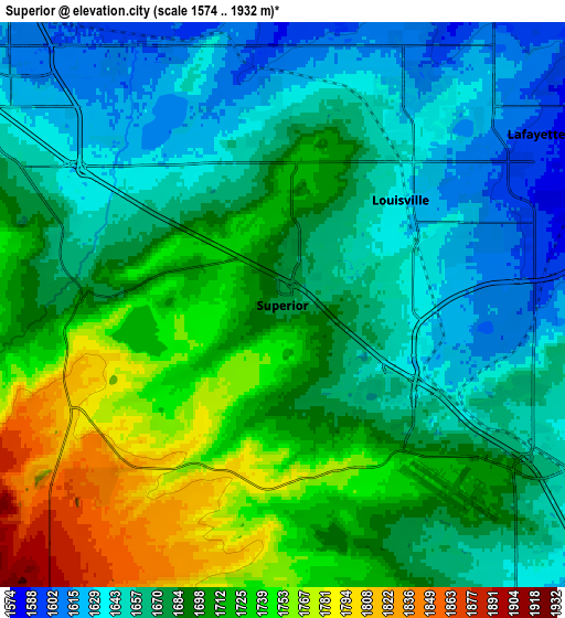 Zoom OUT 2x Superior, United States elevation map