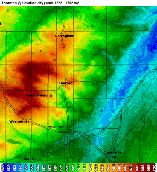 Zoom OUT 2x Thornton, United States elevation map