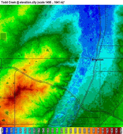 Zoom OUT 2x Todd Creek, United States elevation map