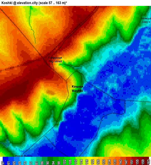 Zoom OUT 2x Koshki, Russia elevation map