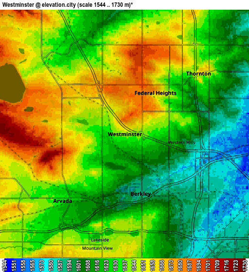 Zoom OUT 2x Westminster, United States elevation map