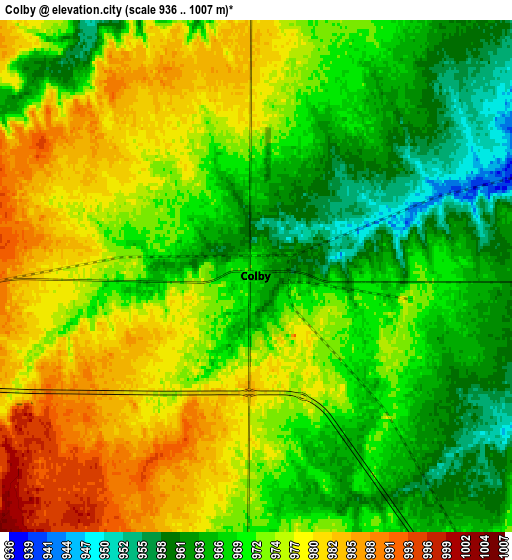 Zoom OUT 2x Colby, United States elevation map