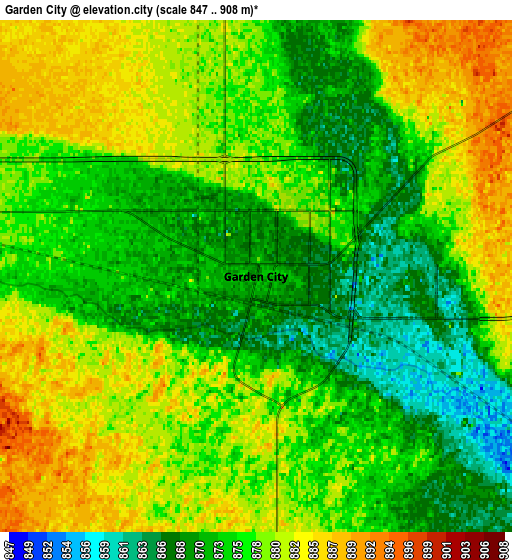 Zoom OUT 2x Garden City, United States elevation map