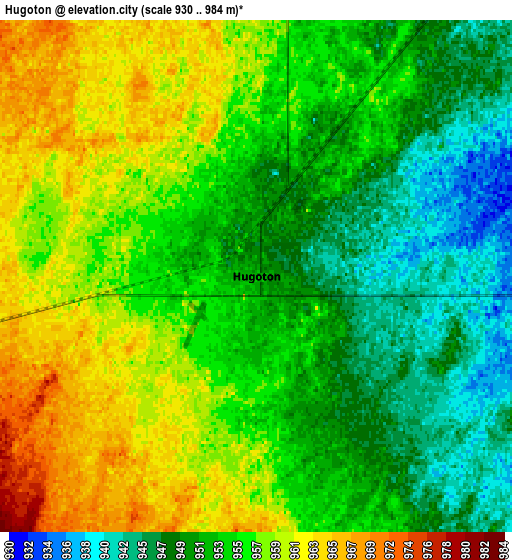 Zoom OUT 2x Hugoton, United States elevation map