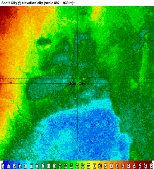 Zoom OUT 2x Scott City, United States elevation map