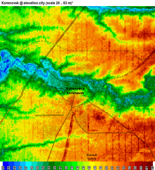 Zoom OUT 2x Korenovsk, Russia elevation map