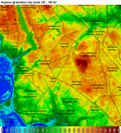 Zoom OUT 2x Koptëvo, Russia elevation map