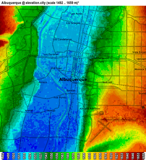 Zoom OUT 2x Albuquerque, United States elevation map