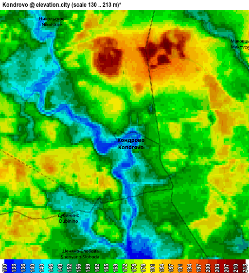 Zoom OUT 2x Kondrovo, Russia elevation map