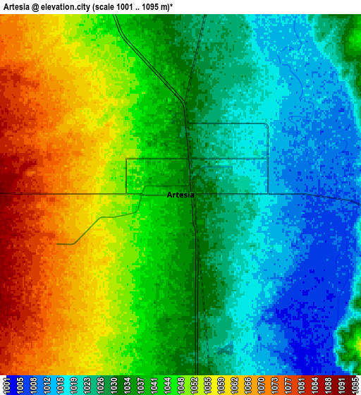 Zoom OUT 2x Artesia, United States elevation map