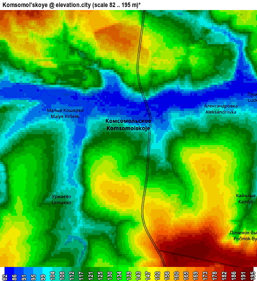 Zoom OUT 2x Komsomol'skoye, Russia elevation map