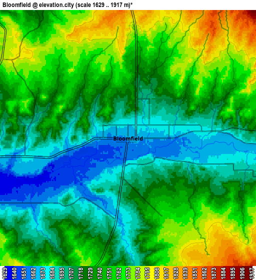 Zoom OUT 2x Bloomfield, United States elevation map