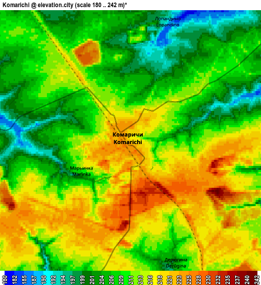 Zoom OUT 2x Komarichi, Russia elevation map