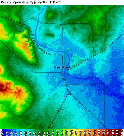 Zoom OUT 2x Carlsbad, United States elevation map