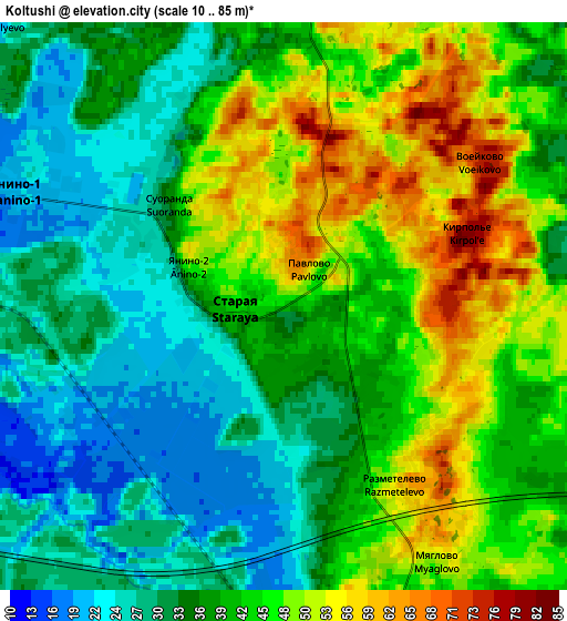 Zoom OUT 2x Koltushi, Russia elevation map