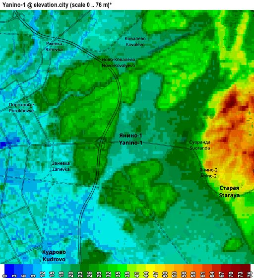 Zoom OUT 2x Yanino-1, Russia elevation map