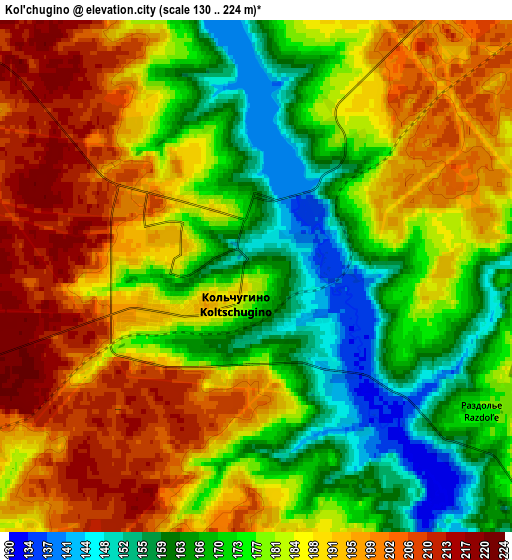 Zoom OUT 2x Kol’chugino, Russia elevation map