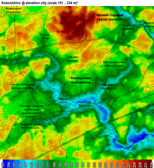 Zoom OUT 2x Kokoshkino, Russia elevation map