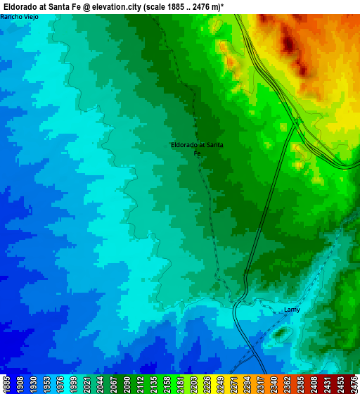 Zoom OUT 2x Eldorado at Santa Fe, United States elevation map