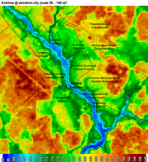 Zoom OUT 2x Kokhma, Russia elevation map