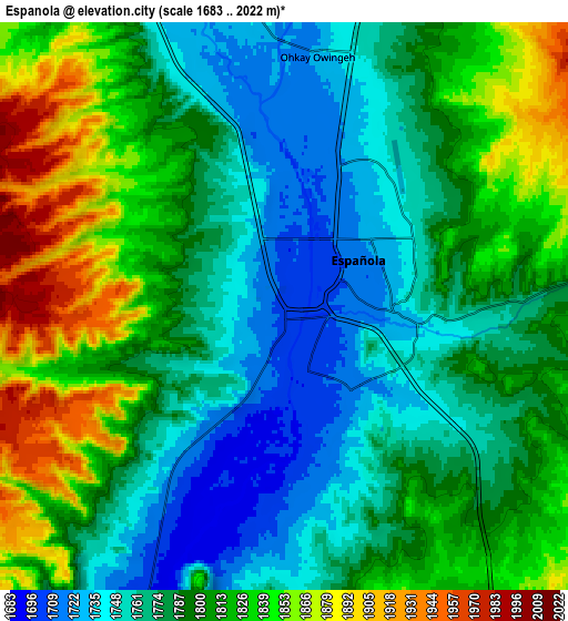 Zoom OUT 2x Española, United States elevation map