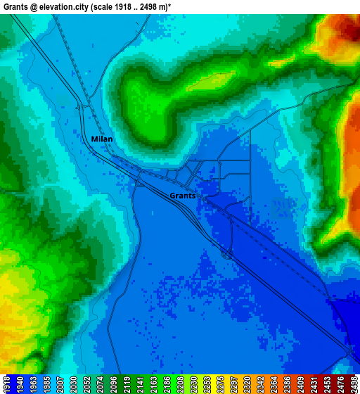 Zoom OUT 2x Grants, United States elevation map