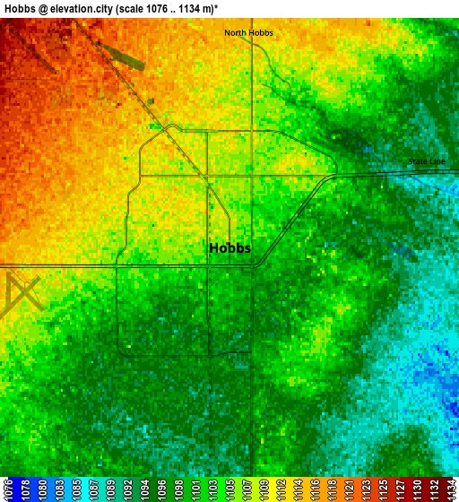 Zoom OUT 2x Hobbs, United States elevation map