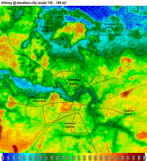 Zoom OUT 2x Klintsy, Russia elevation map