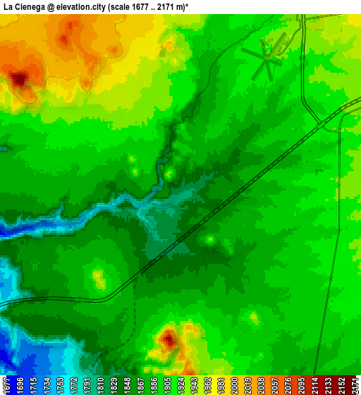 Zoom OUT 2x La Cienega, United States elevation map