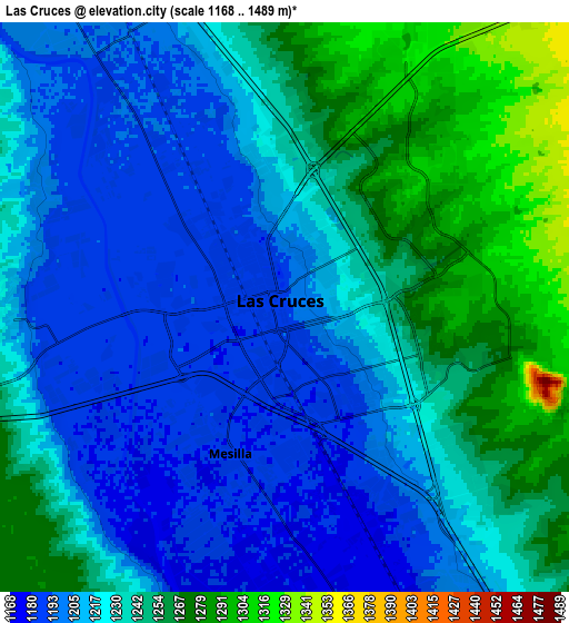 Zoom OUT 2x Las Cruces, United States elevation map