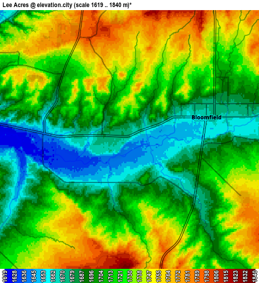 Zoom OUT 2x Lee Acres, United States elevation map