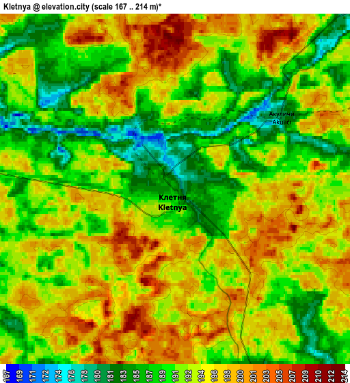 Zoom OUT 2x Kletnya, Russia elevation map